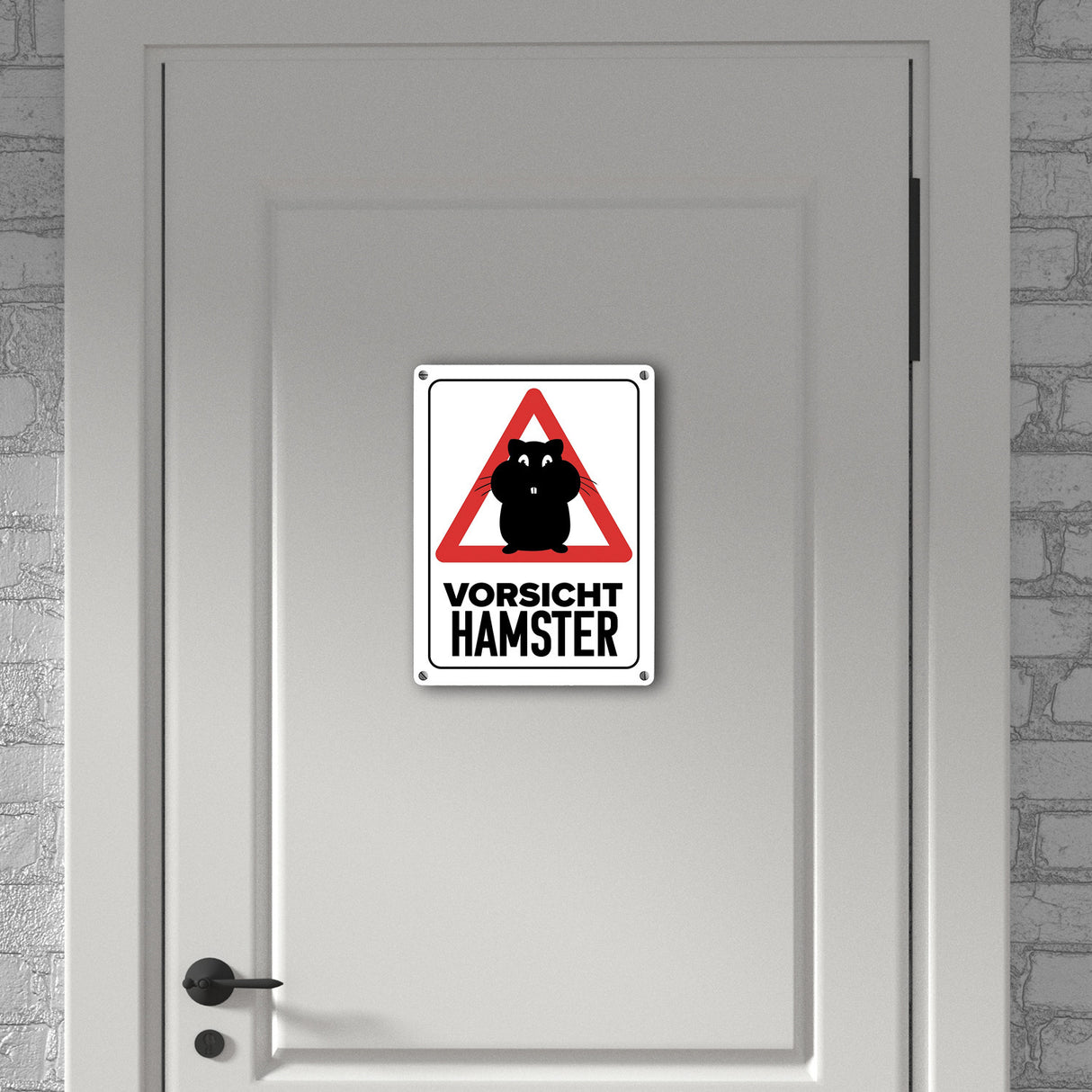 Vorsicht Hamster Metallschild mit Hamster Silhouette