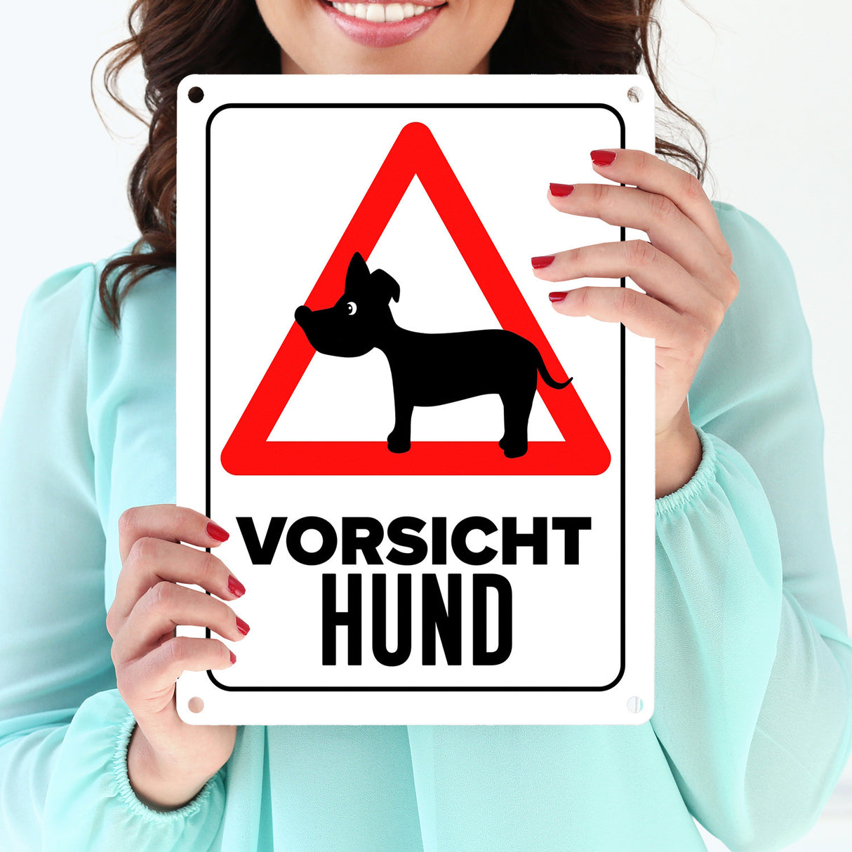 Vorsicht Hund Metallschild mit Hunde Silhouette