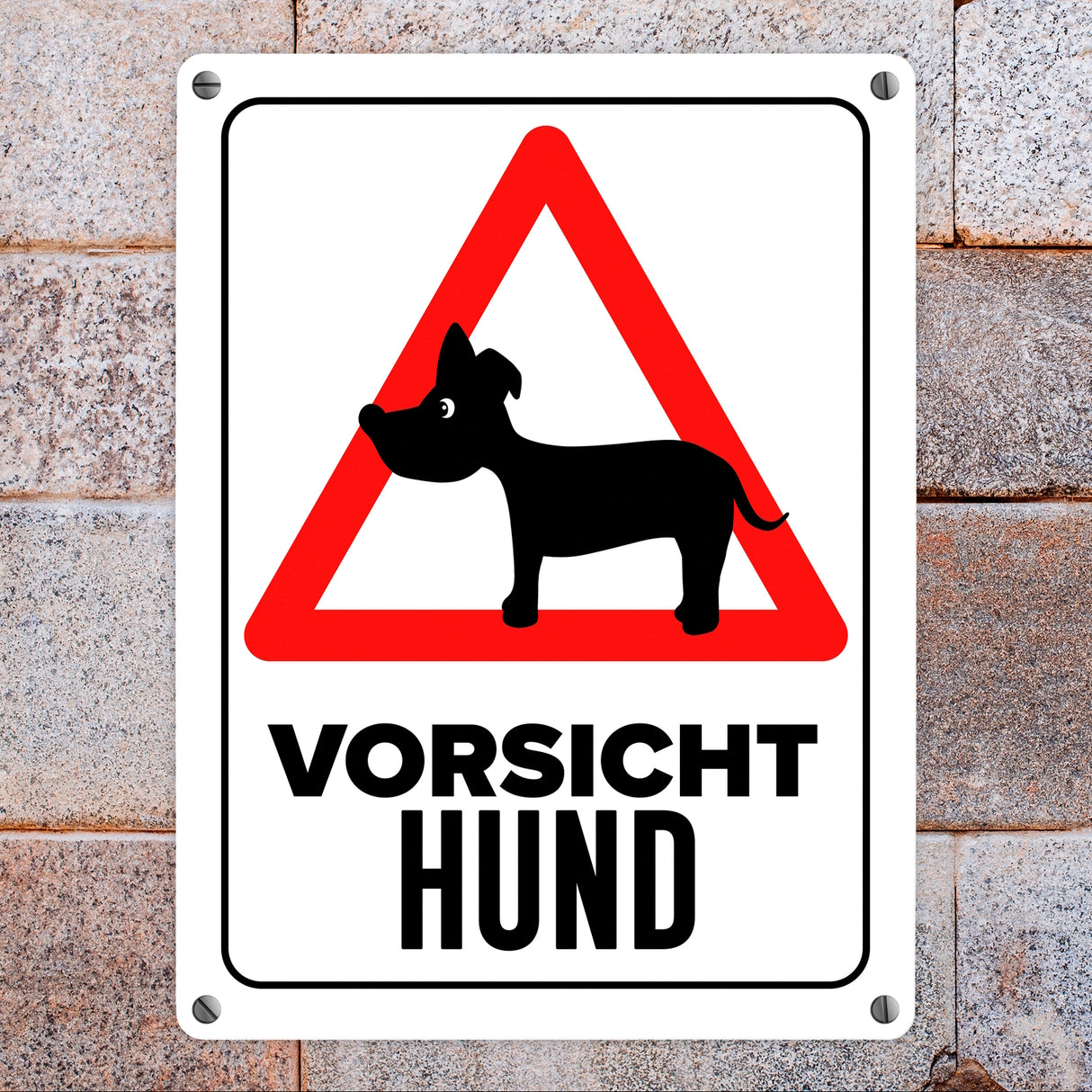 Vorsicht Hund Metallschild mit Hunde Silhouette