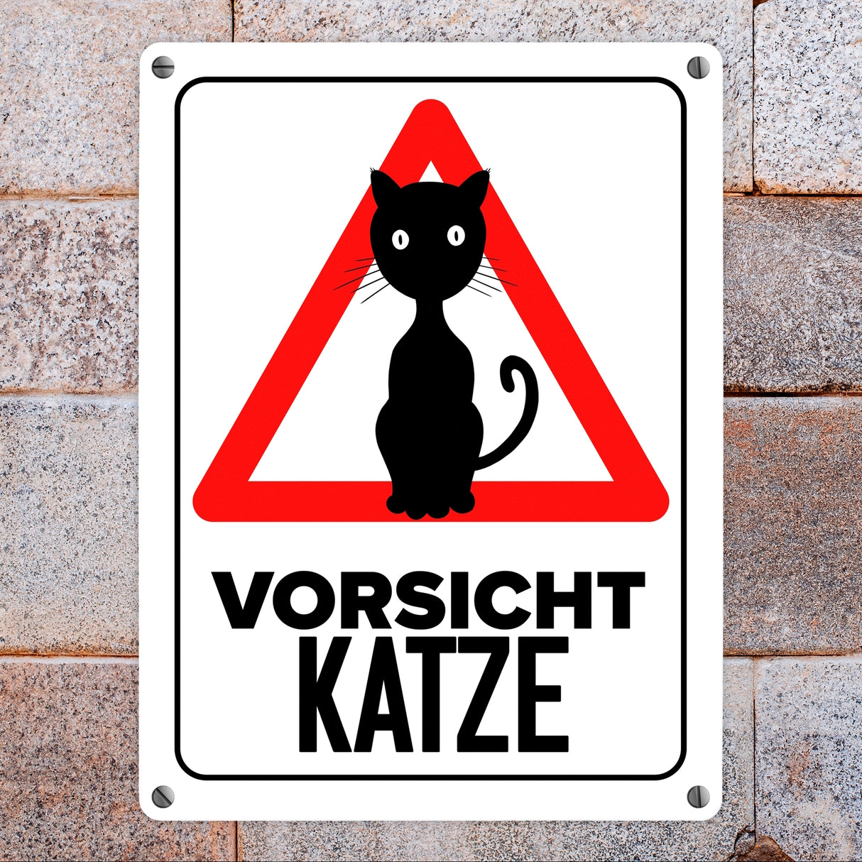 Vorsicht Katze Metallschild mit Katzen Silhouette