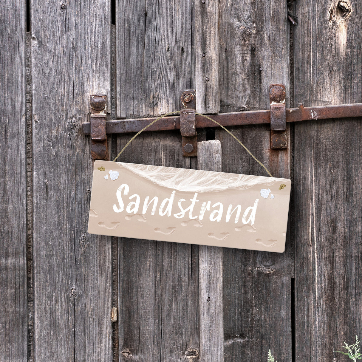 Sandstrand Urlaub Metallschild für die Terrasse