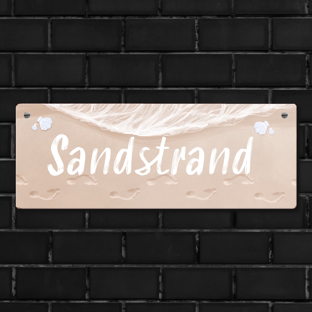 Sandstrand Urlaub Metallschild für die Terrasse