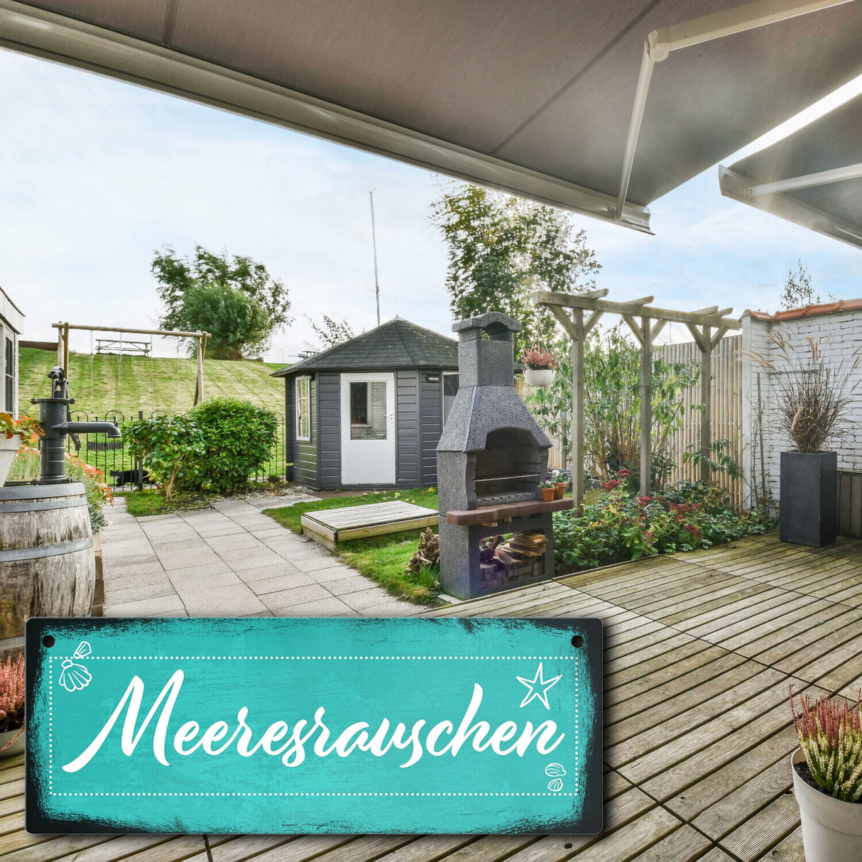 Meeresrauschen Urlaub Metallschild für die Terrasse