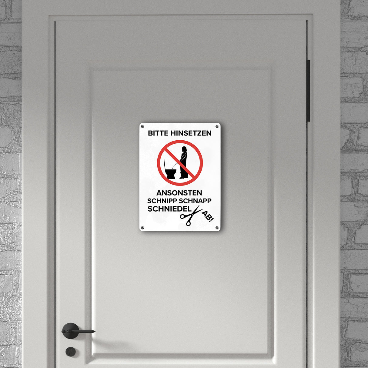 Bitte hinsetzen, ansonsten… Toilette Metallschild mit Filmfigur