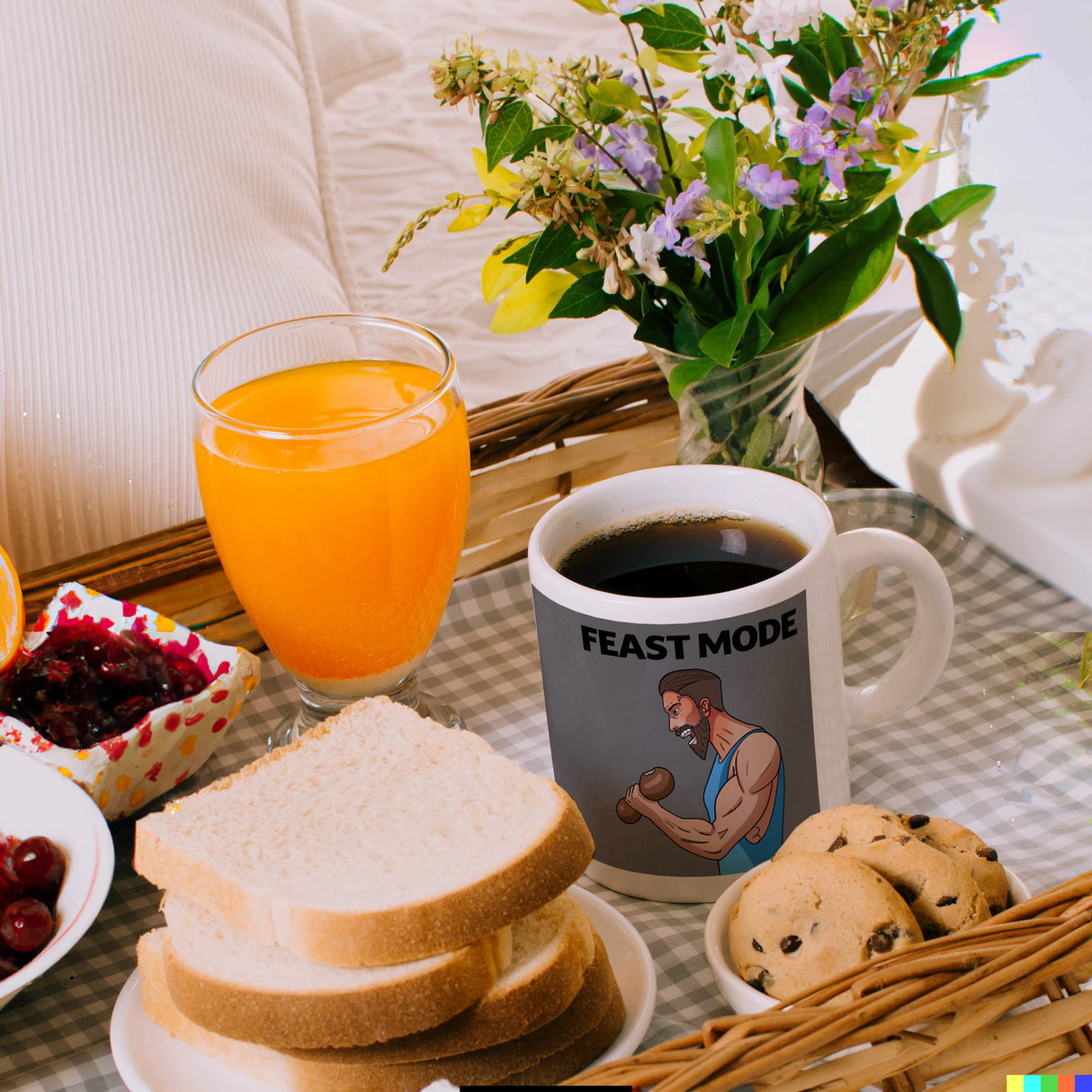 Feast Mode Kaffeebecher mit Bodybuilder Motiv