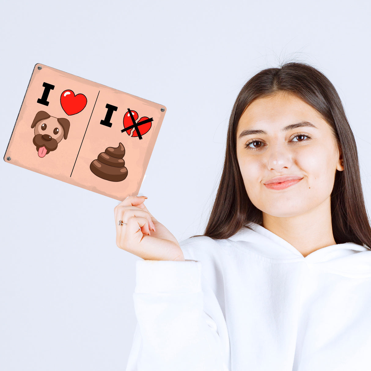I love Dogs - I don't love Poo Metallschild mit Hundehaufen