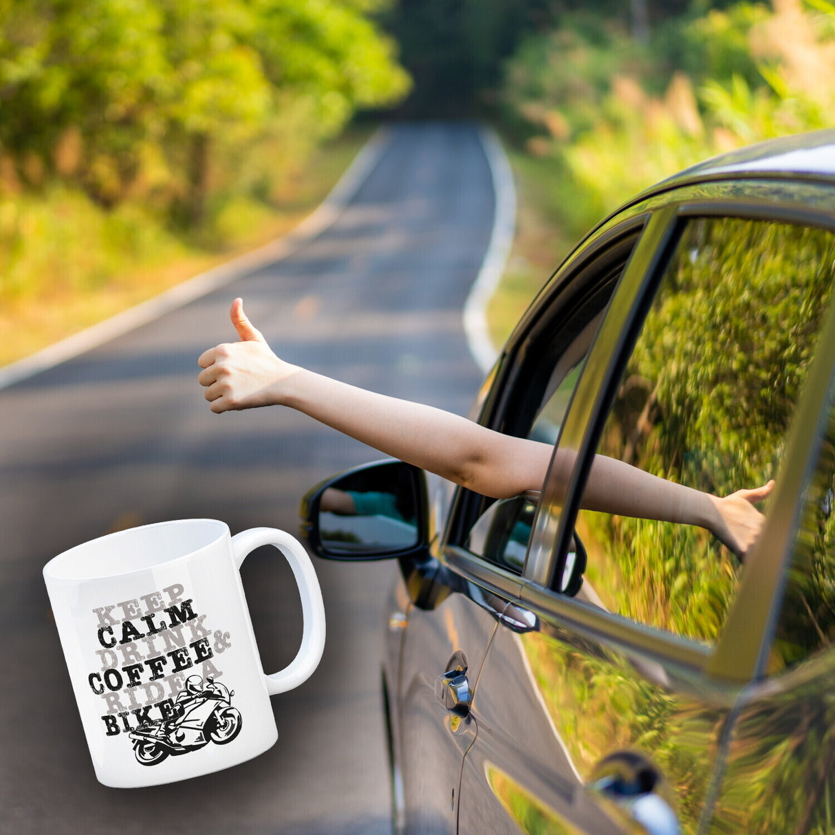 Keep calm & ride a bike Kaffeebecher zum Thema Motorrad fahren