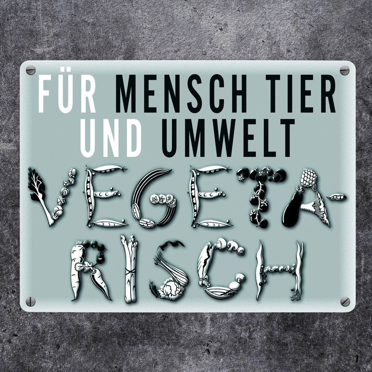 Gemüse Metallschild zum Thema Vegetarier