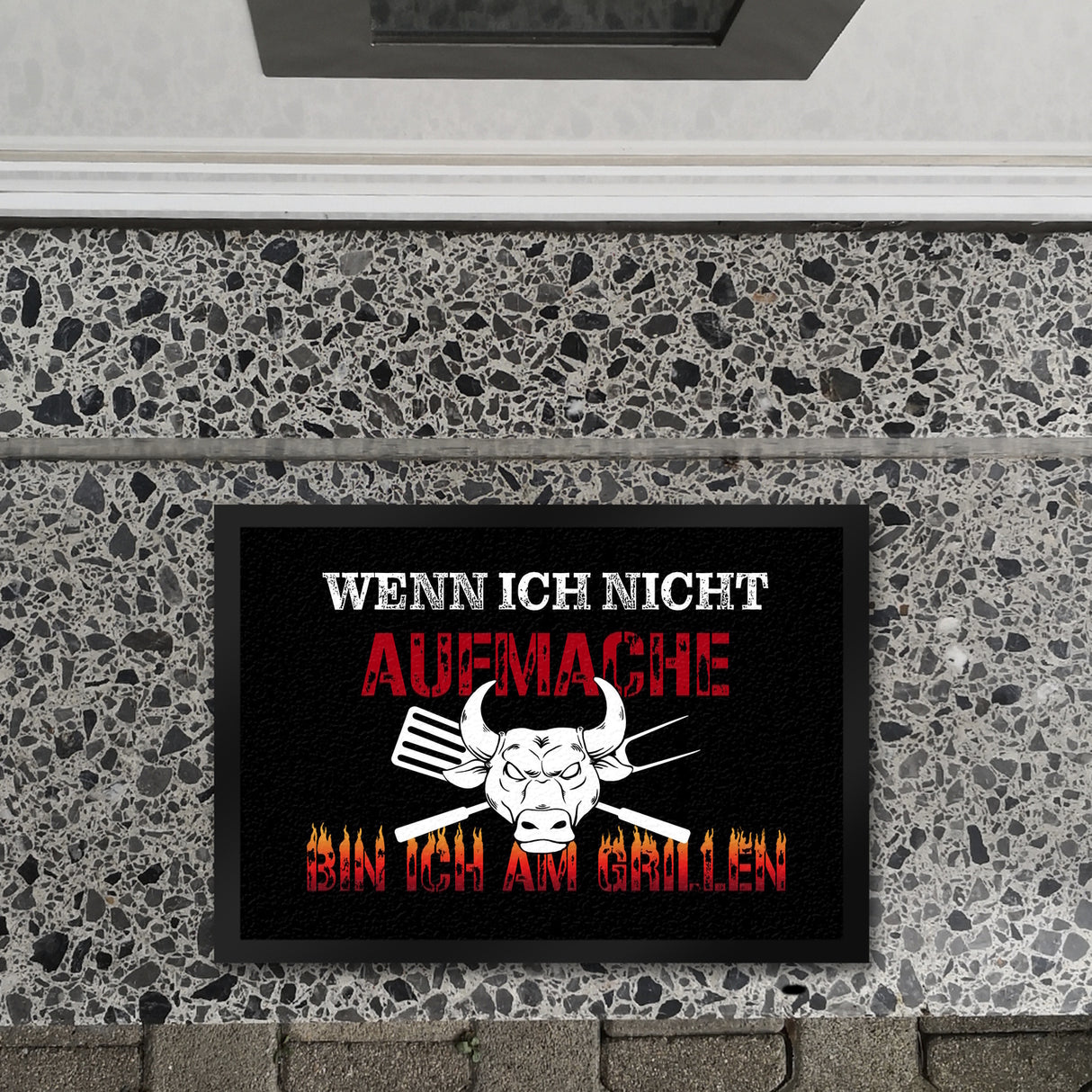 Wenn ich nicht aufmache bin ich am Grillen Fußmatte
