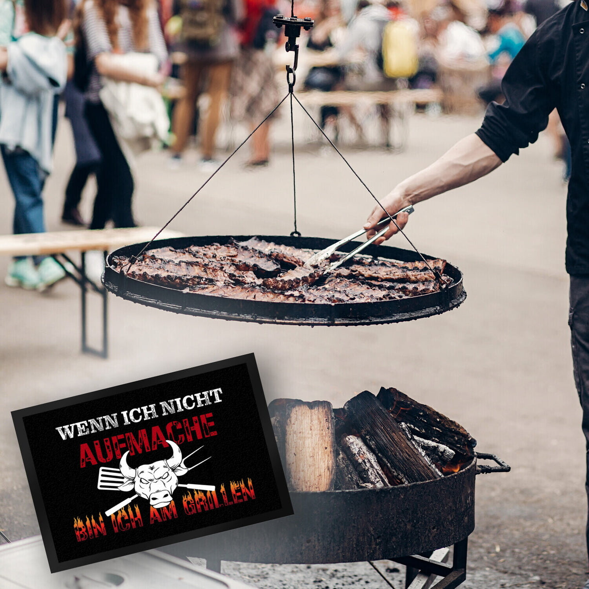 Wenn ich nicht aufmache bin ich am Grillen Fußmatte