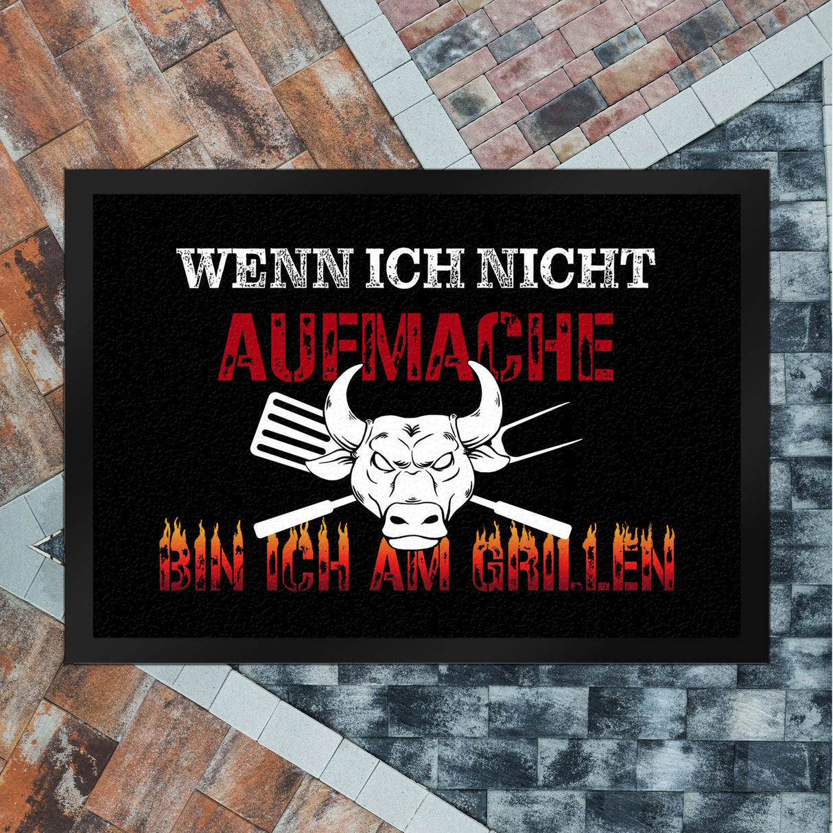 Wenn ich nicht aufmache bin ich am Grillen Fußmatte