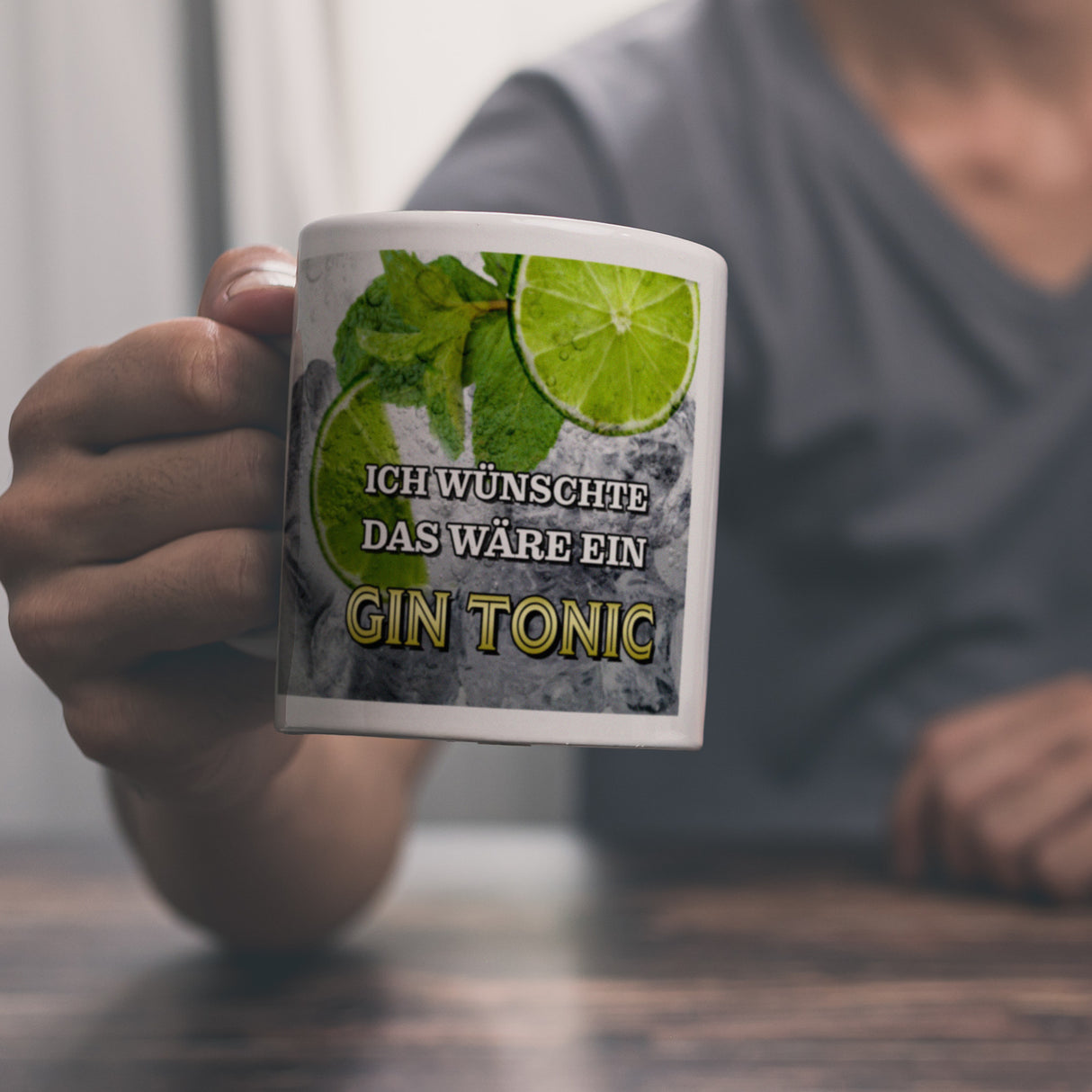 Ich wünschte das wäre ein Gin Tonic Kaffeebecher mit Ginmotiv