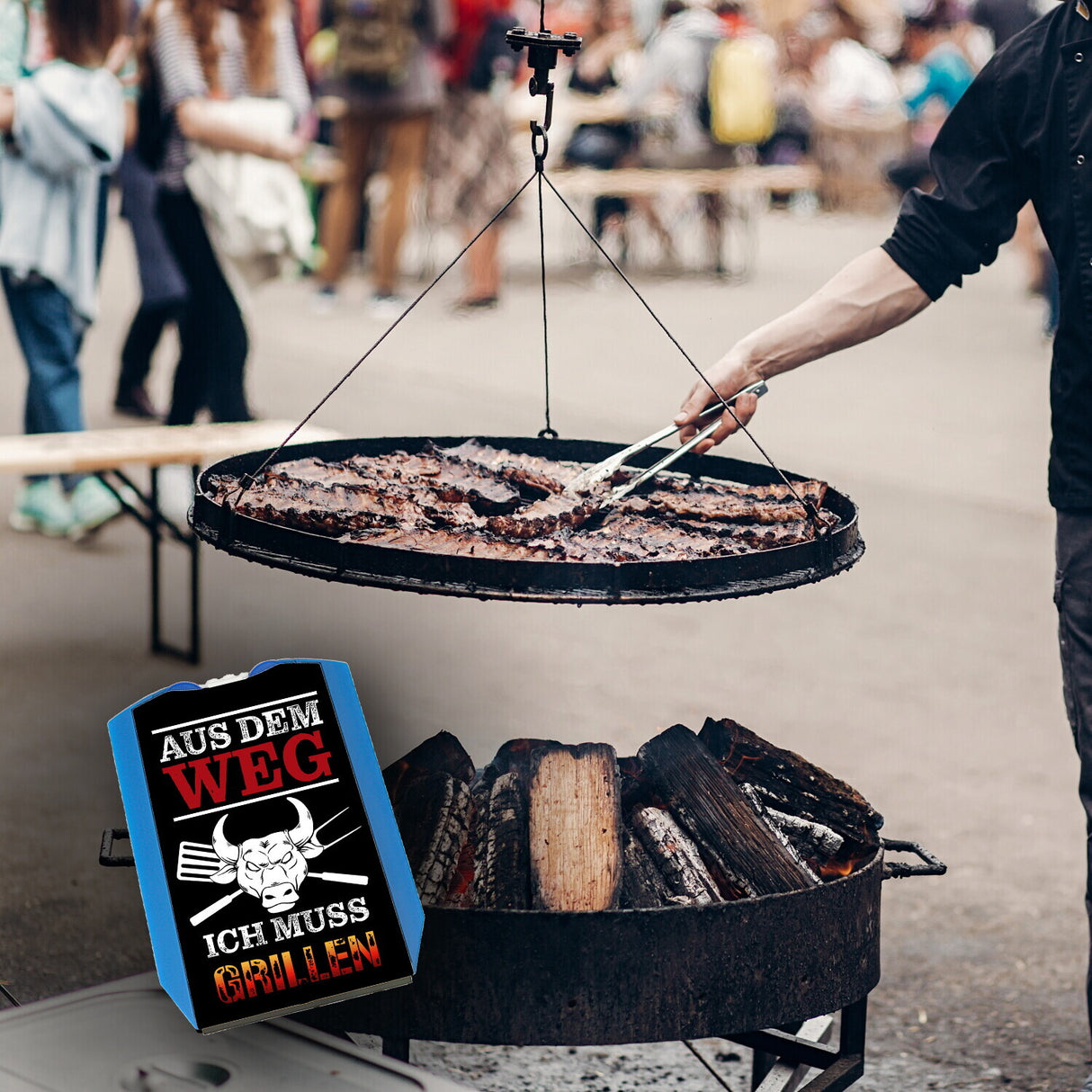 Aus dem Weg - ich muss grillen Parkscheibe mit 2 Einkaufswagenchips
