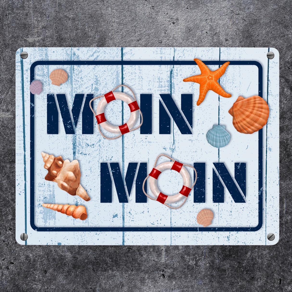 Moin Moin Metallschild mit maritimem Motiv