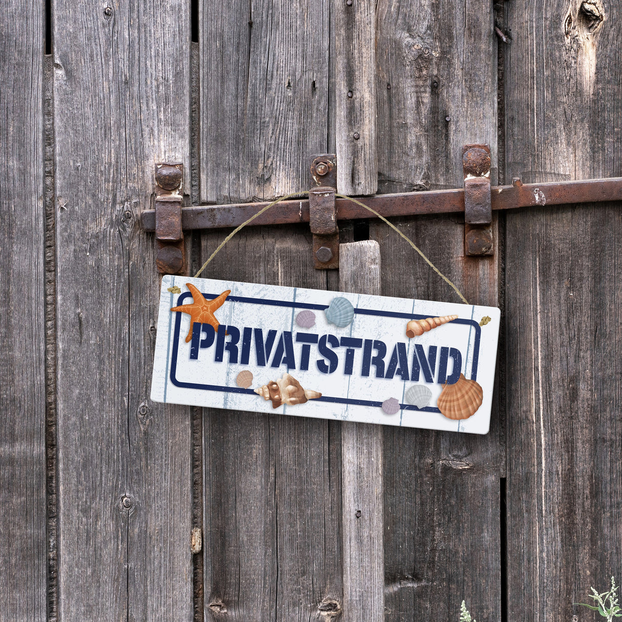 Privatstrand Metallschild mit maritimem Motiv