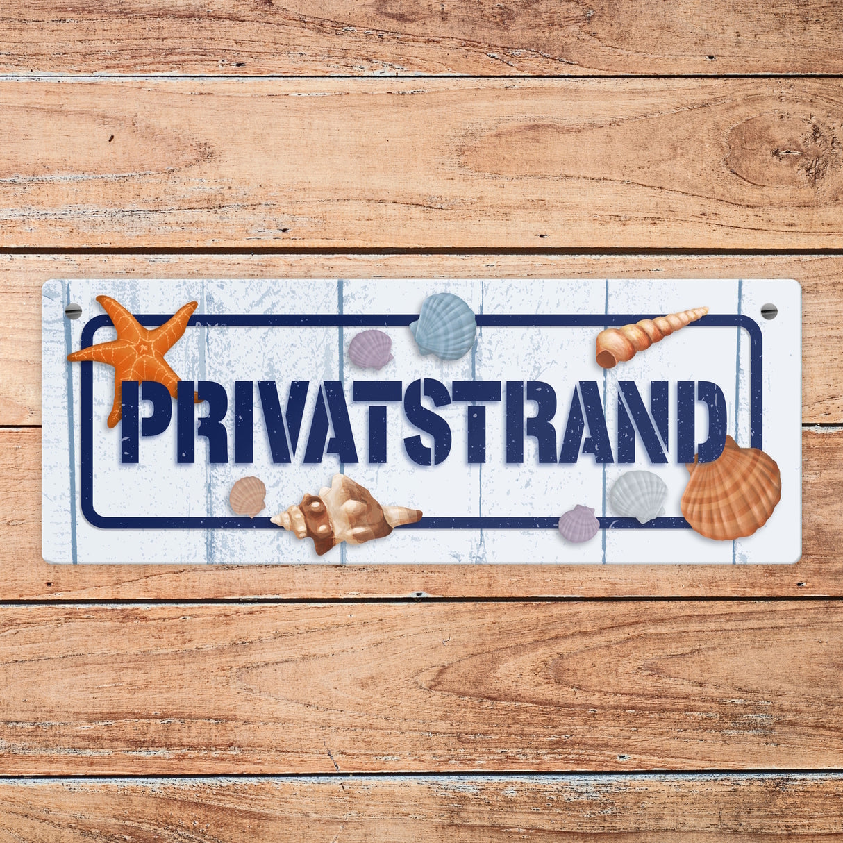 Privatstrand Metallschild mit maritimem Motiv