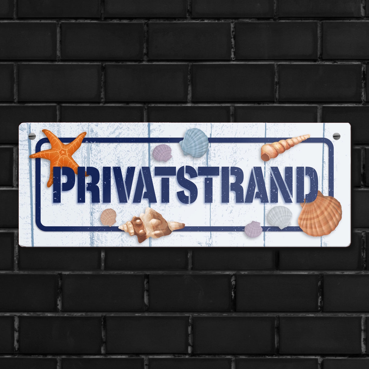 Privatstrand Metallschild mit maritimem Motiv