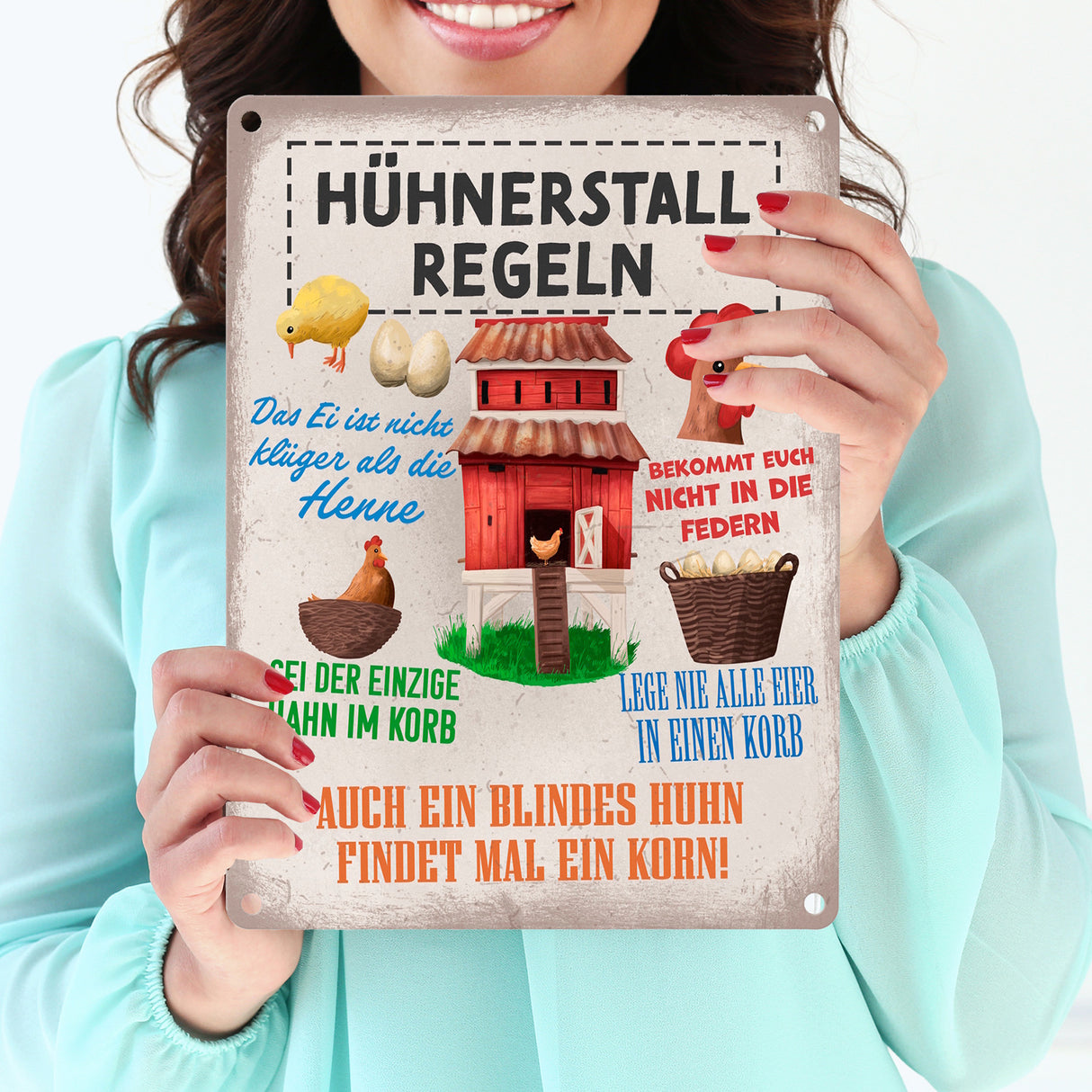 Hühnerstall Regeln Metallschild für Hühnerhalter