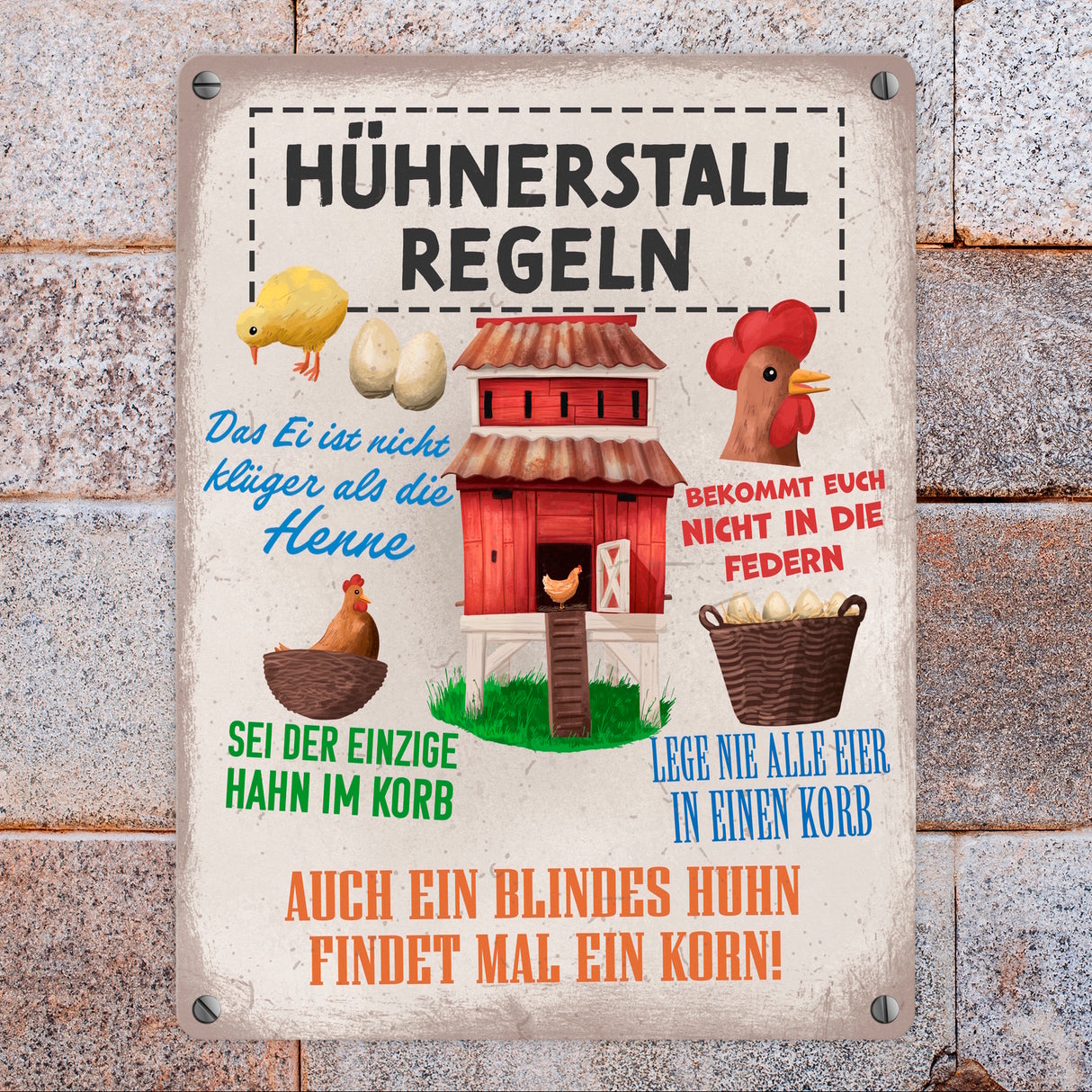 Hühnerstall Regeln Metallschild für Hühnerhalter