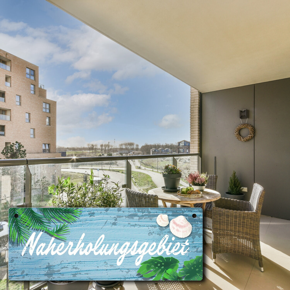Naherholungsgebiet Holzoptik Metallschild für die Wohlfühloase