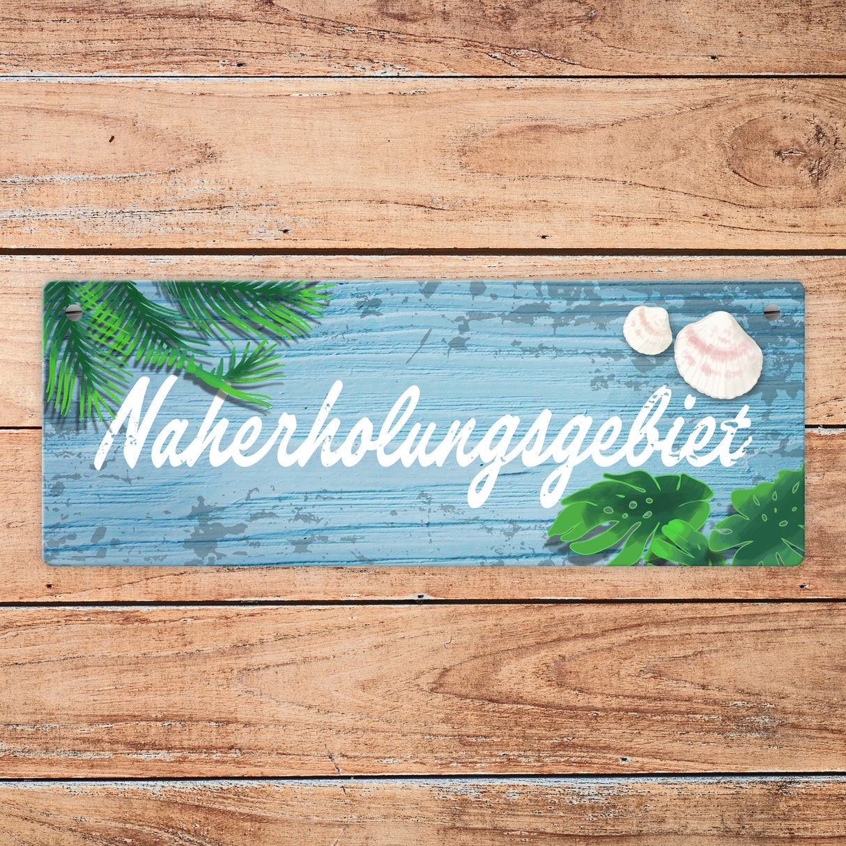 Naherholungsgebiet Holzoptik Metallschild für die Wohlfühloase