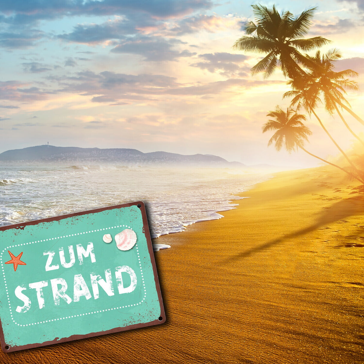Zum Strand Metallschild für den Sommer
