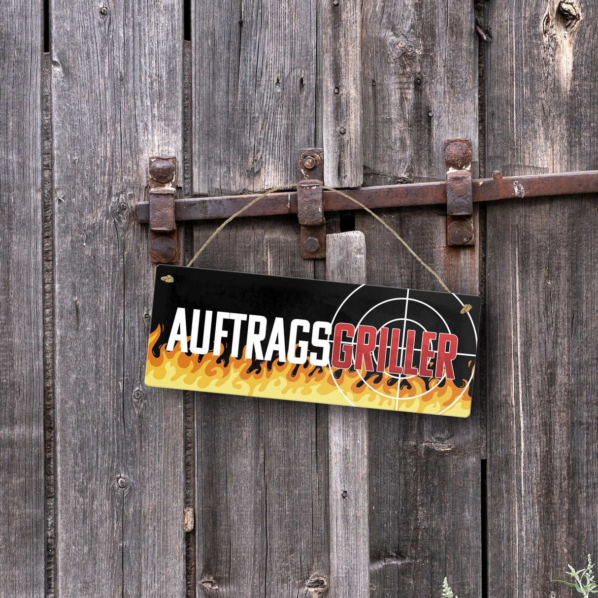 Auftragsgriller Fadenkreuz Metallschild für den Grill