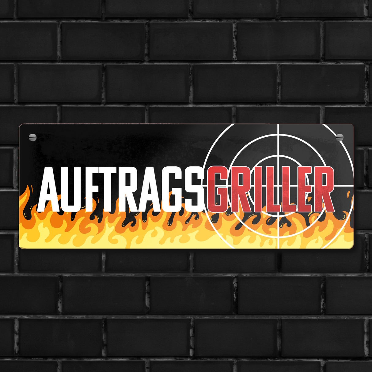 Auftragsgriller Fadenkreuz Metallschild für den Grill