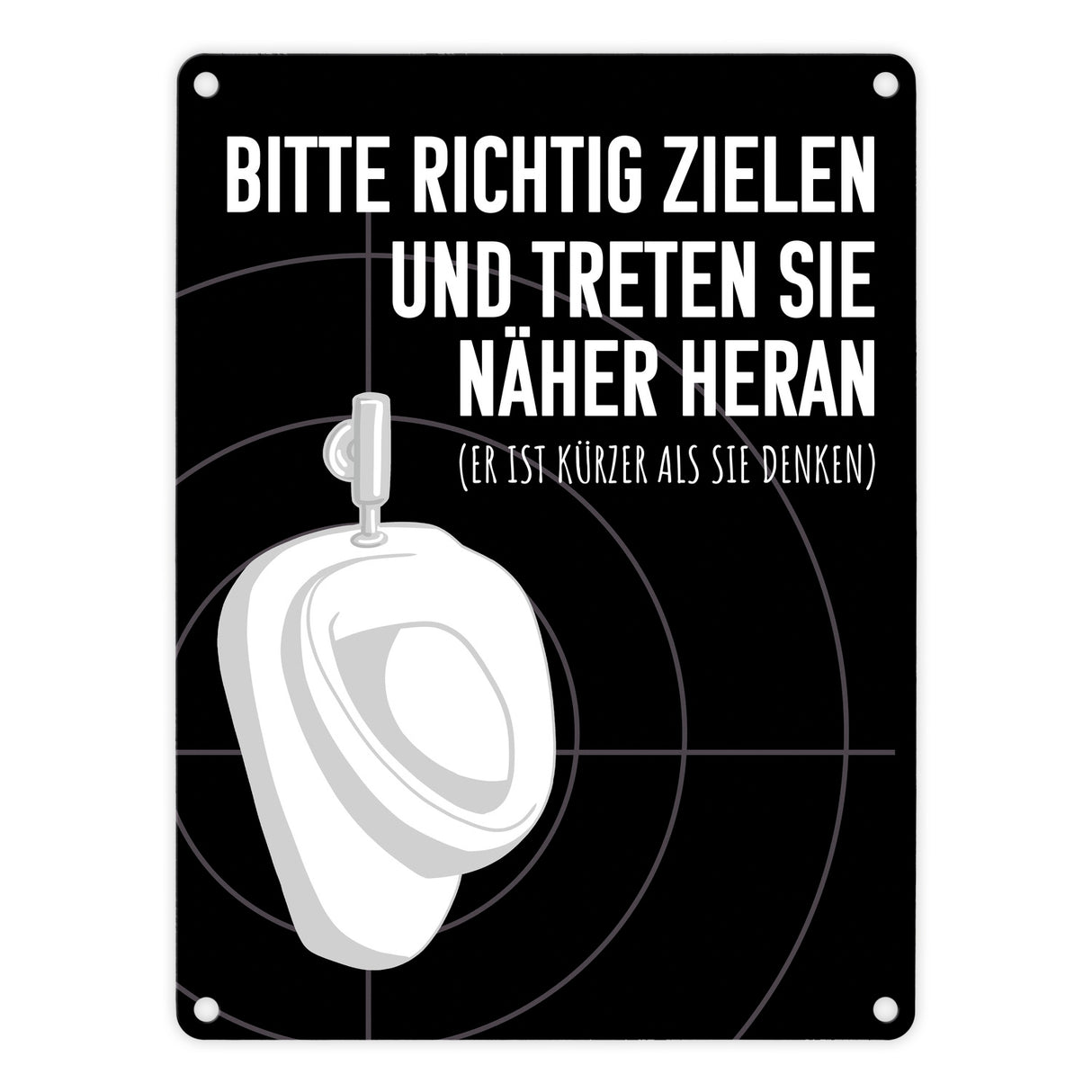 Bitte richtig zielen… Toilette Urinal Metallschild mit Fadenkreuz