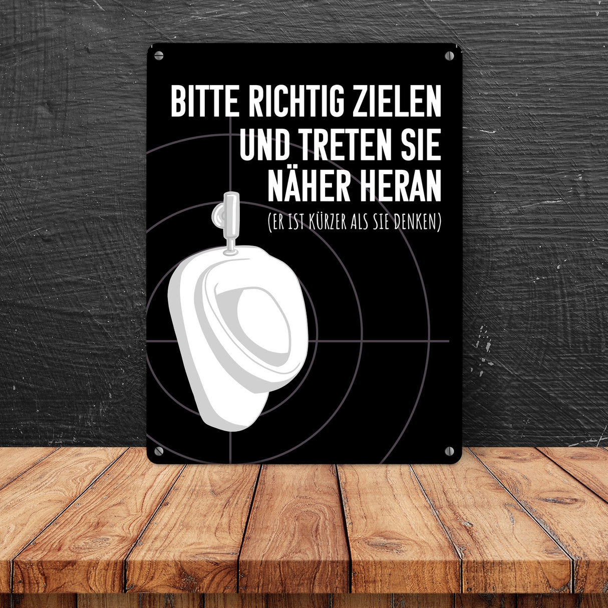 Bitte richtig zielen… Toilette Urinal Metallschild mit Fadenkreuz