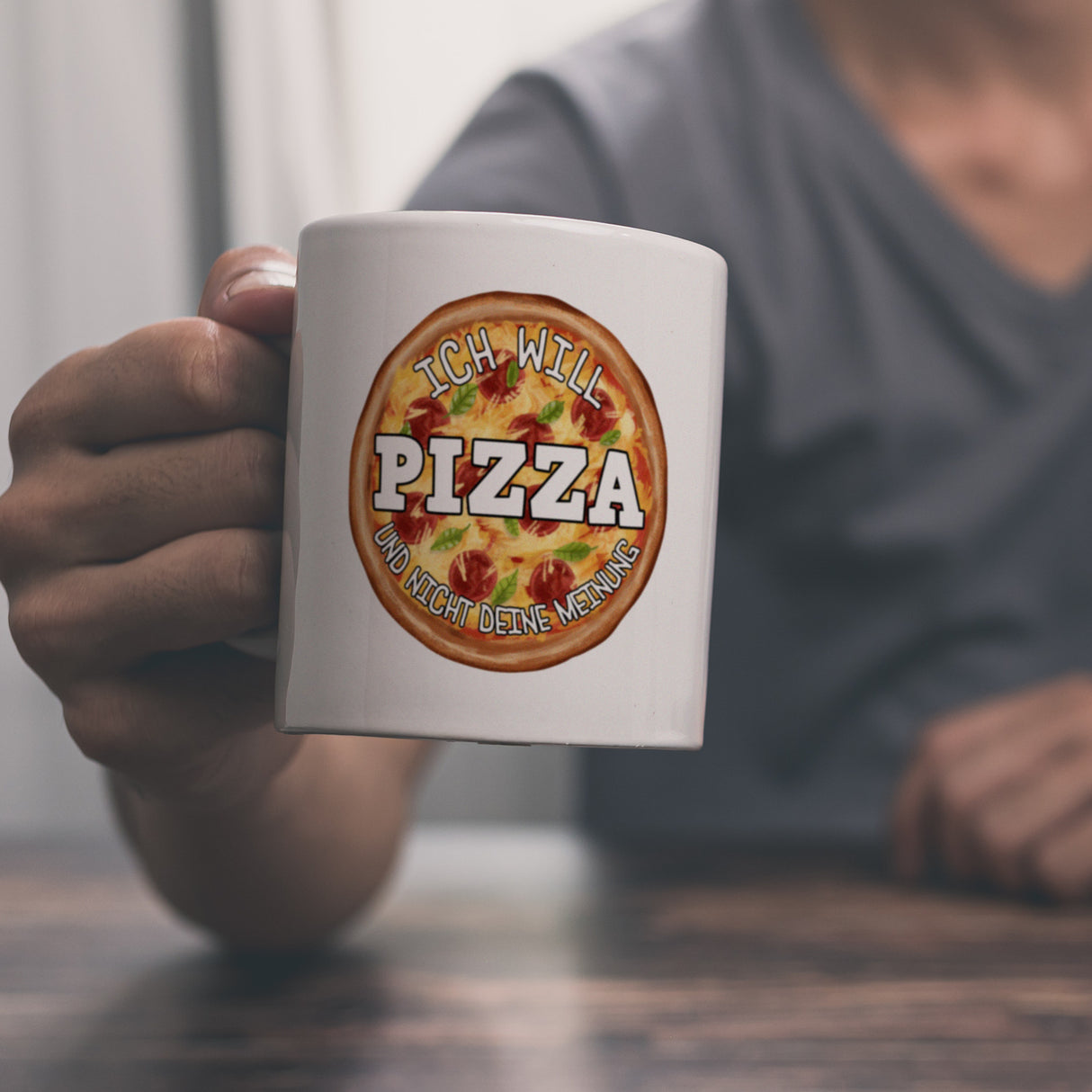 Ich will Pizza und nicht deine Meinung Kaffeebecher