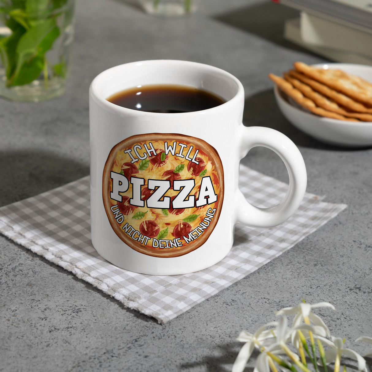 Ich will Pizza und nicht deine Meinung Kaffeebecher
