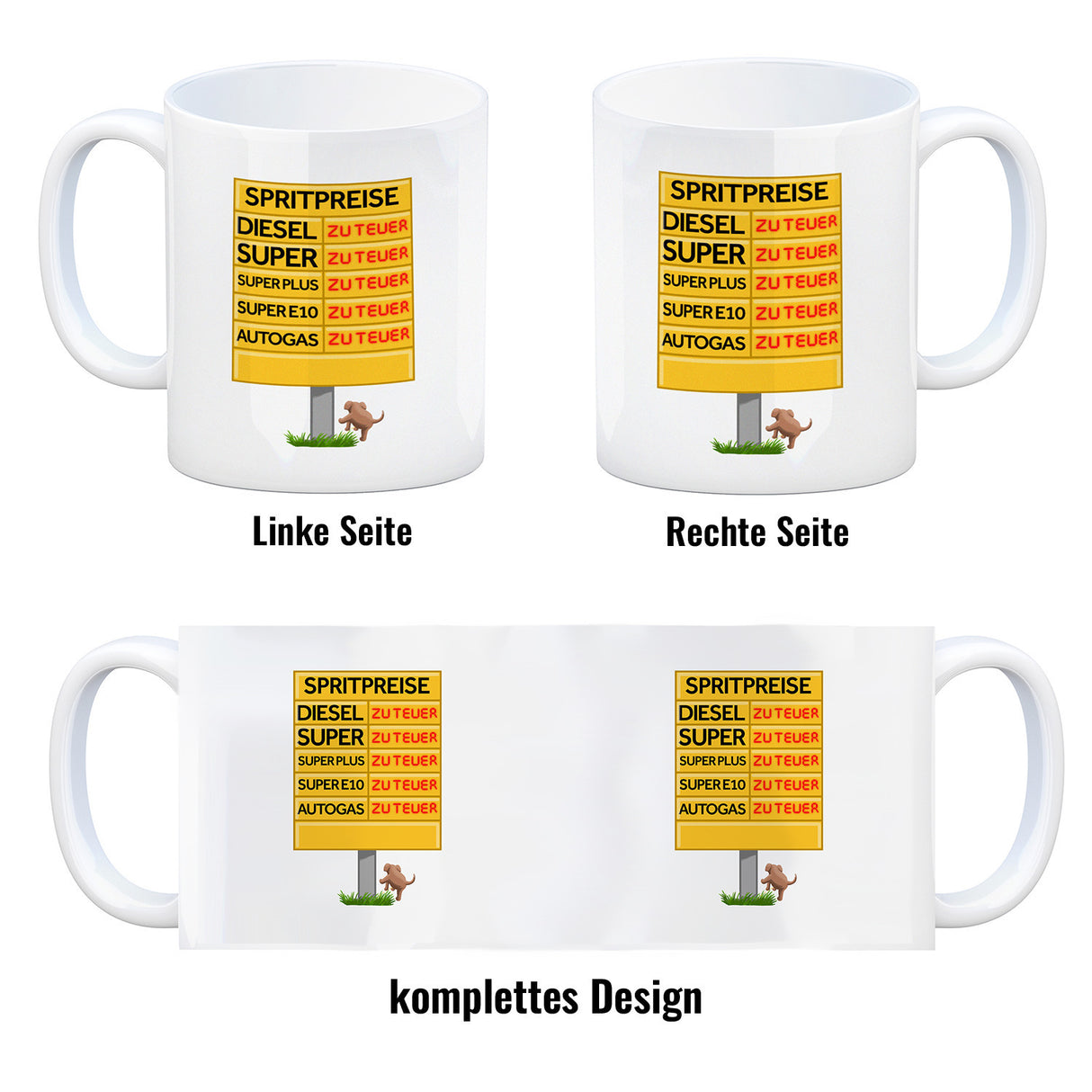 Spritpreise Anzeigetafel Kaffeebecher für Autofahrer