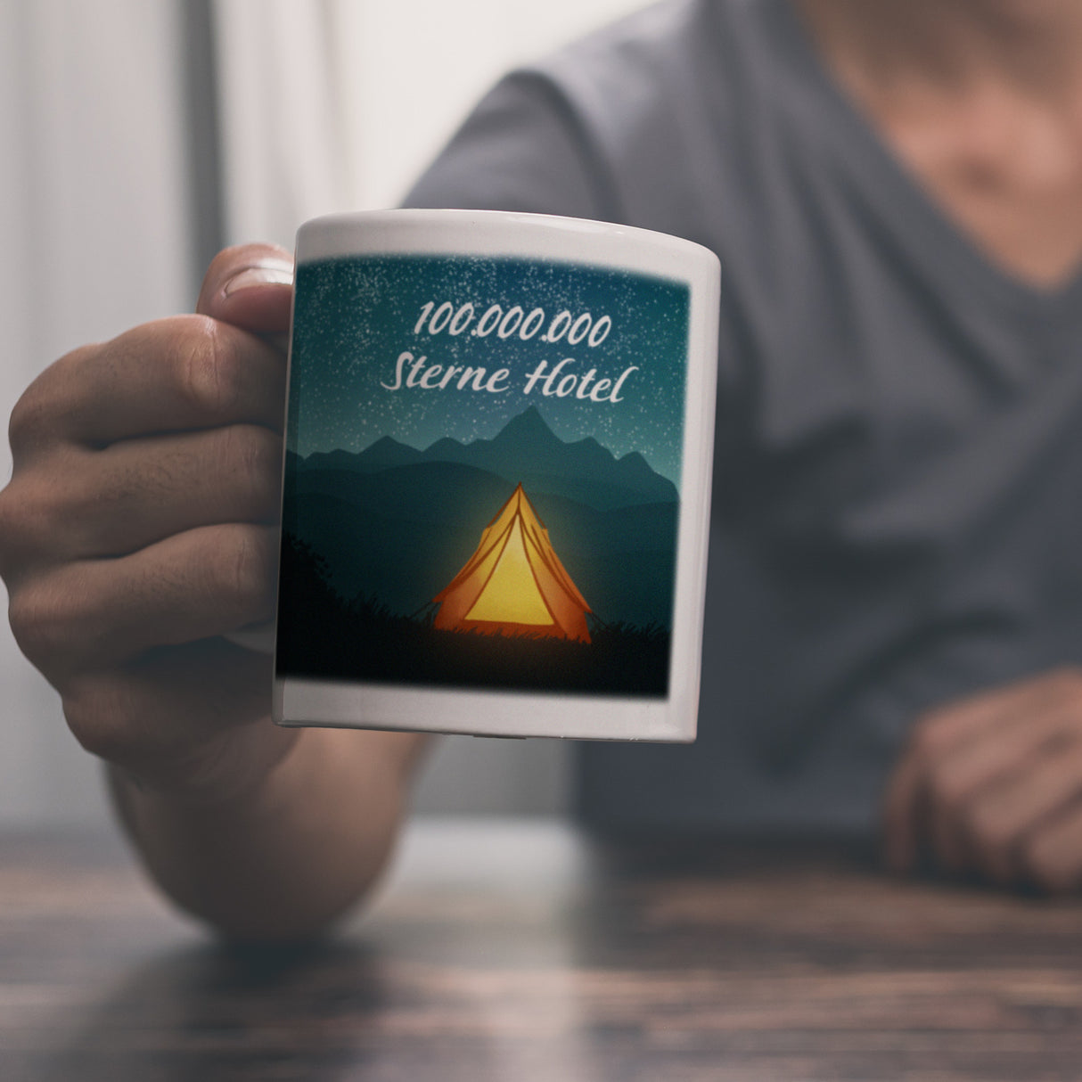 100.000.000 Sterne Hotel Kaffeebecher für Camper