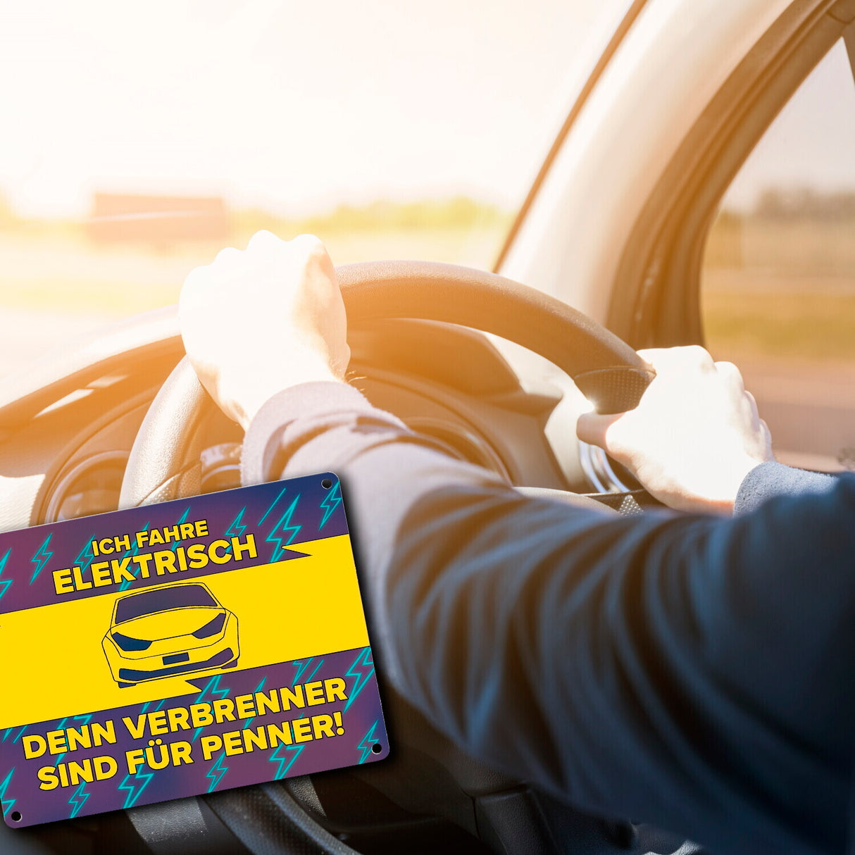 Ich fahre elektrisch, denn Verbrenner sind für Penner Metallschild
