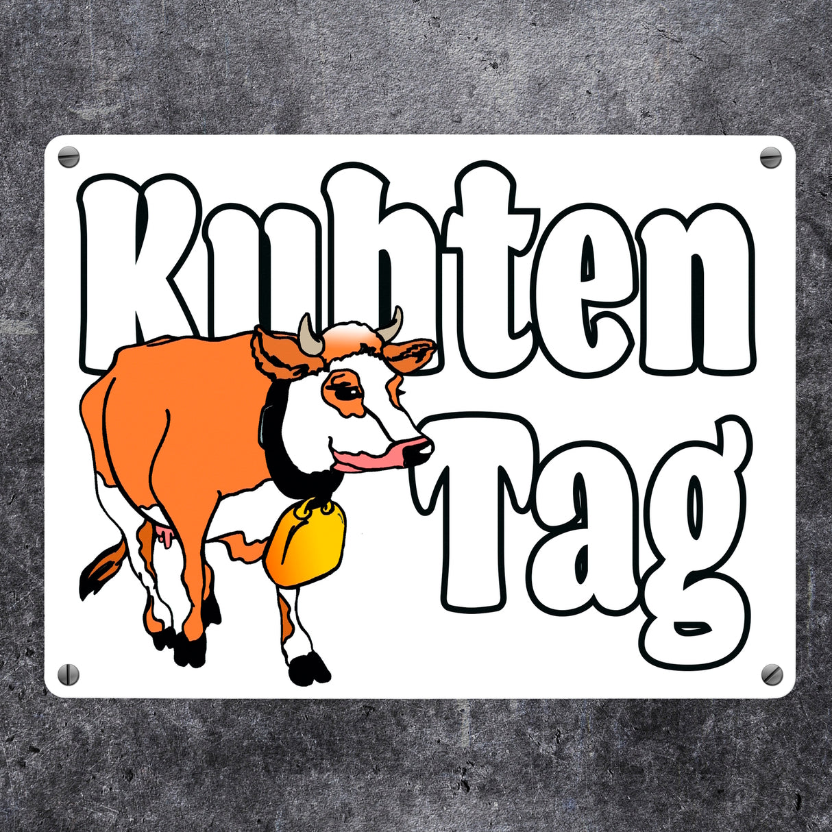 Kuhten Tag Metallschild mit Kuh zum Thema Bauernhof
