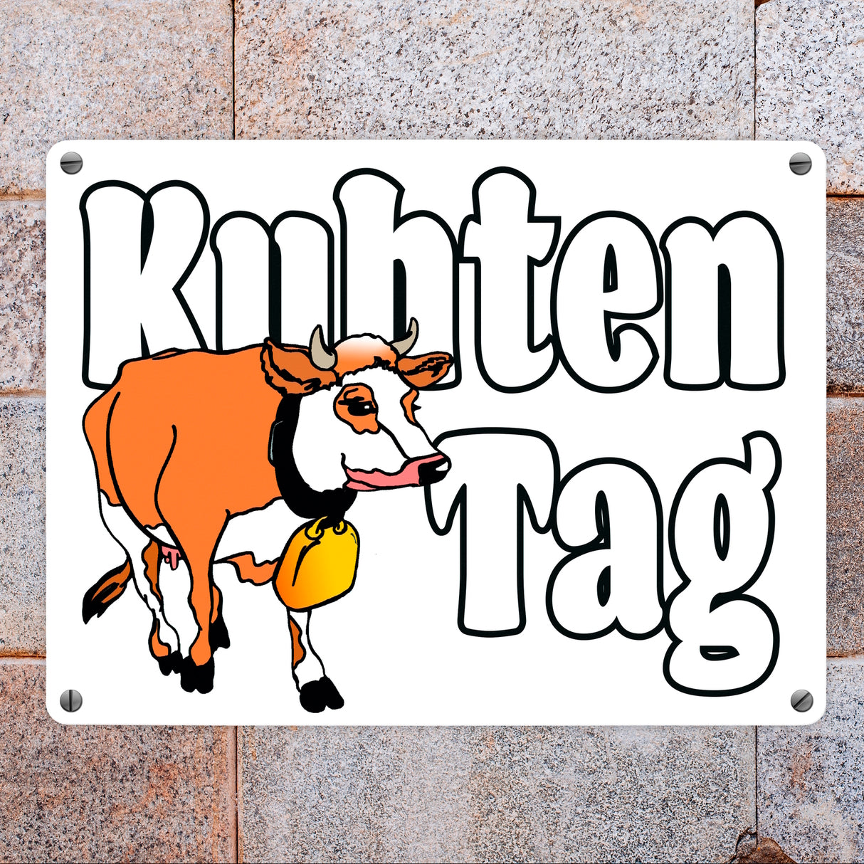 Kuhten Tag Metallschild mit Kuh zum Thema Bauernhof