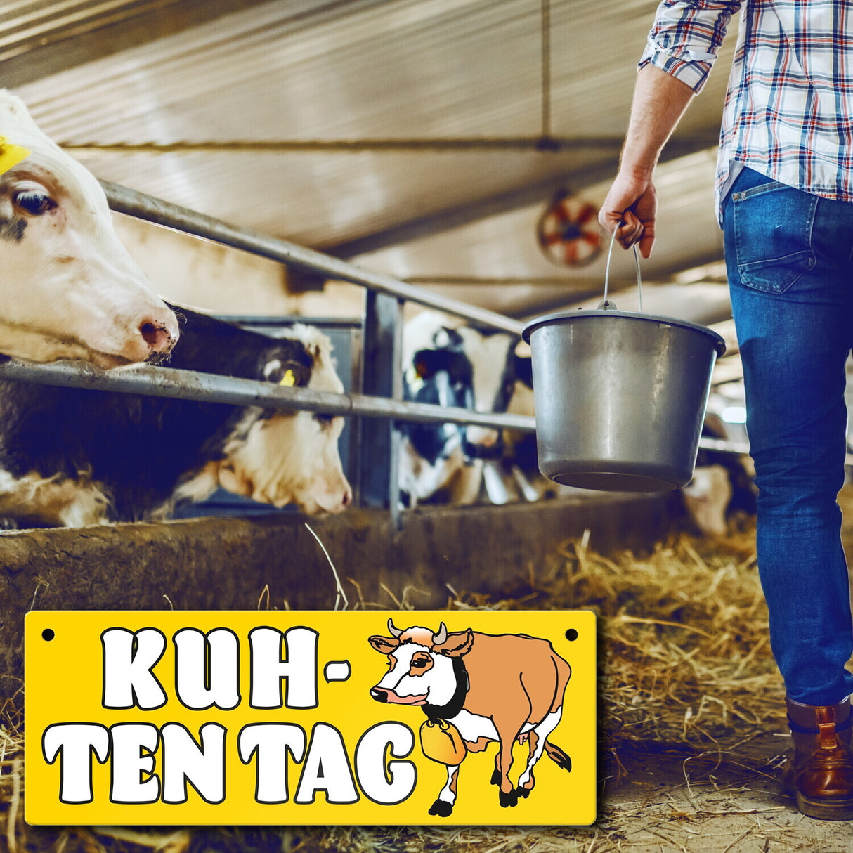 Kuh-ten Tag Metallschild mit Kuh zum Thema Bauernhof