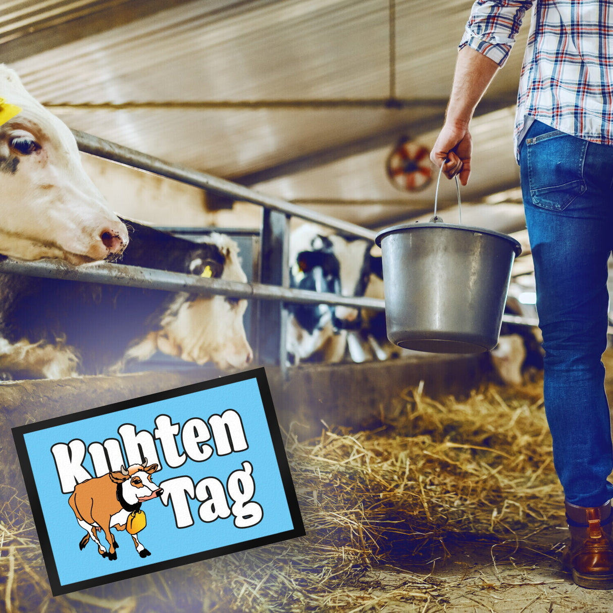 Kuhten Tag Fußmatte mit Kuh zum Thema Bauernhof