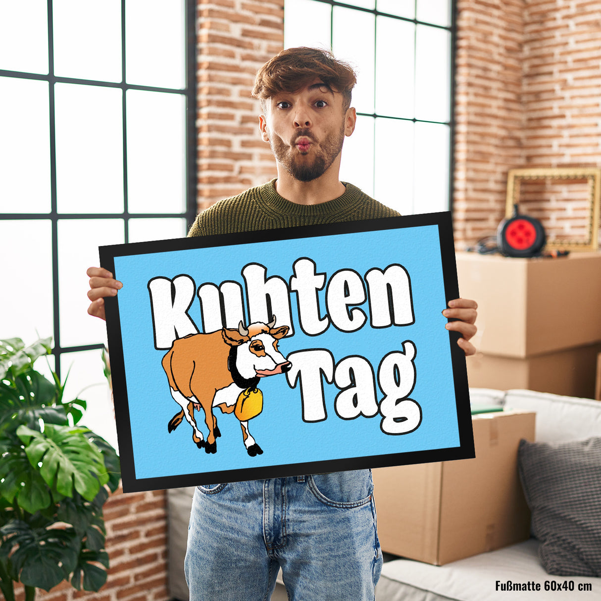 Kuhten Tag Fußmatte mit Kuh zum Thema Bauernhof