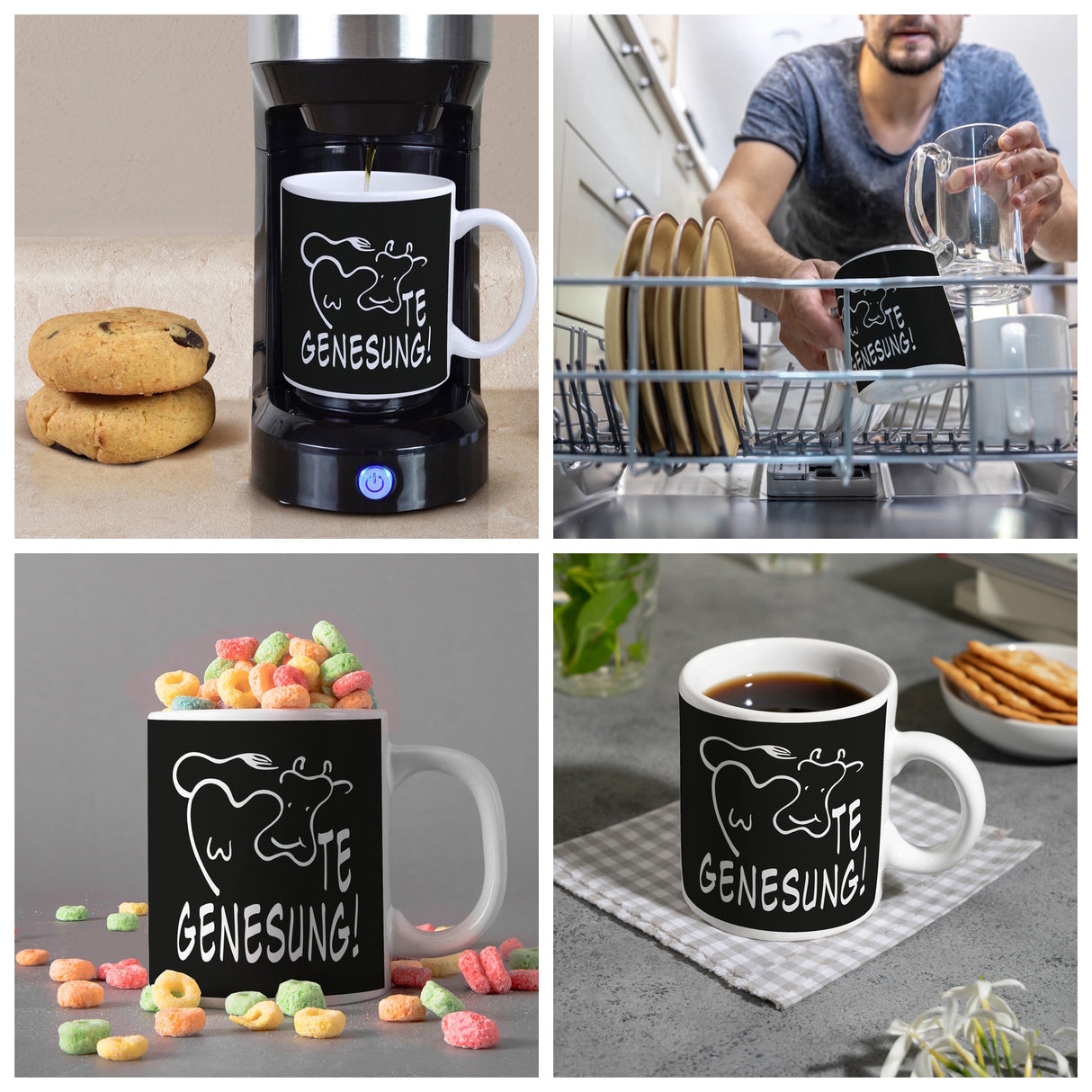 KUHte Genesung Kaffeebecher mit Kuh Motiv