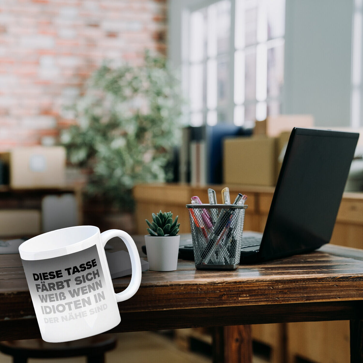 Diese Tasse färbt sich weiß, wenn Idioten in der Nähe sind Kaffeebecher