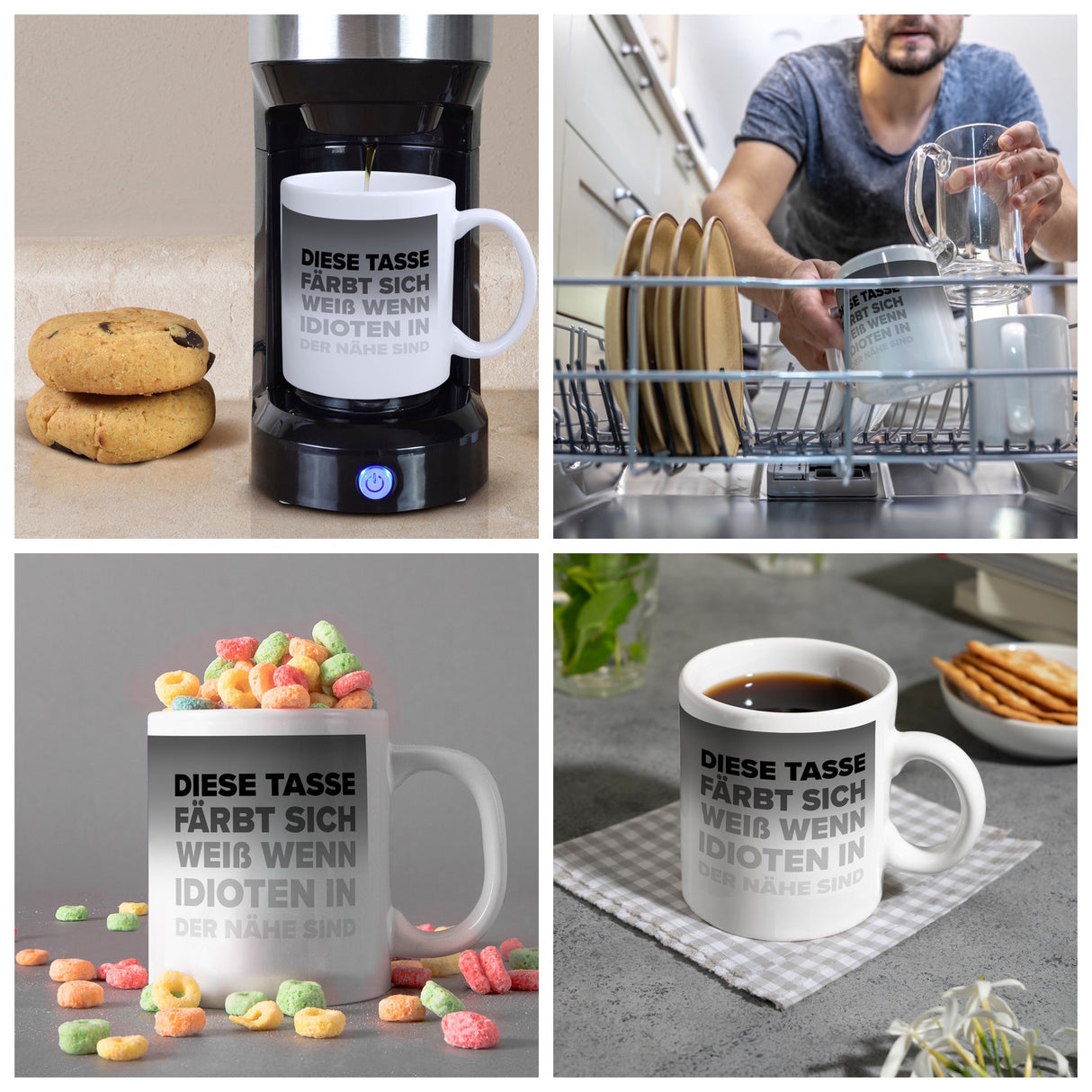 Diese Tasse färbt sich weiß, wenn Idioten in der Nähe sind Kaffeebecher