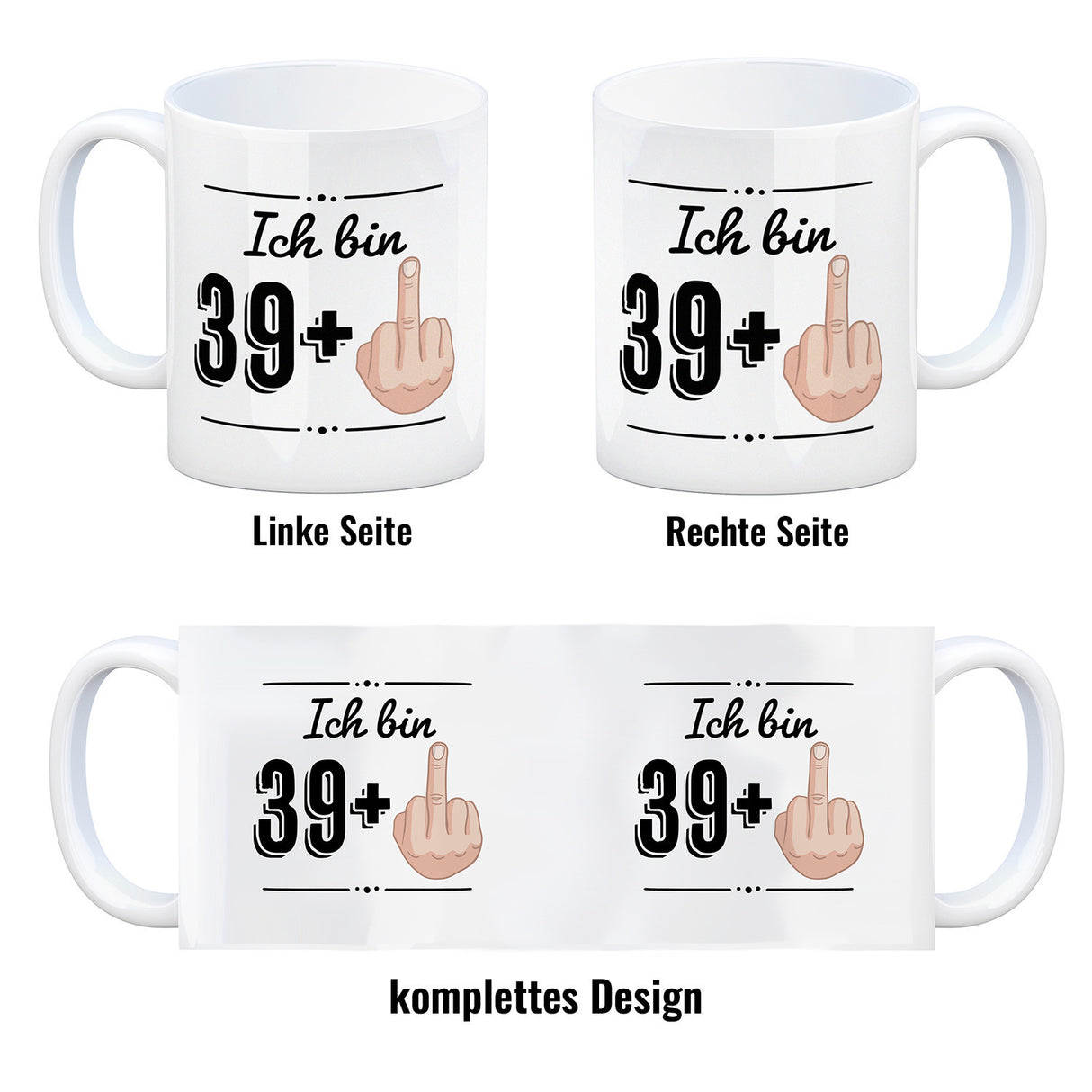 Witziger Kaffeebecher für den 40. Geburtstag mit Motiv: Mittelfinger