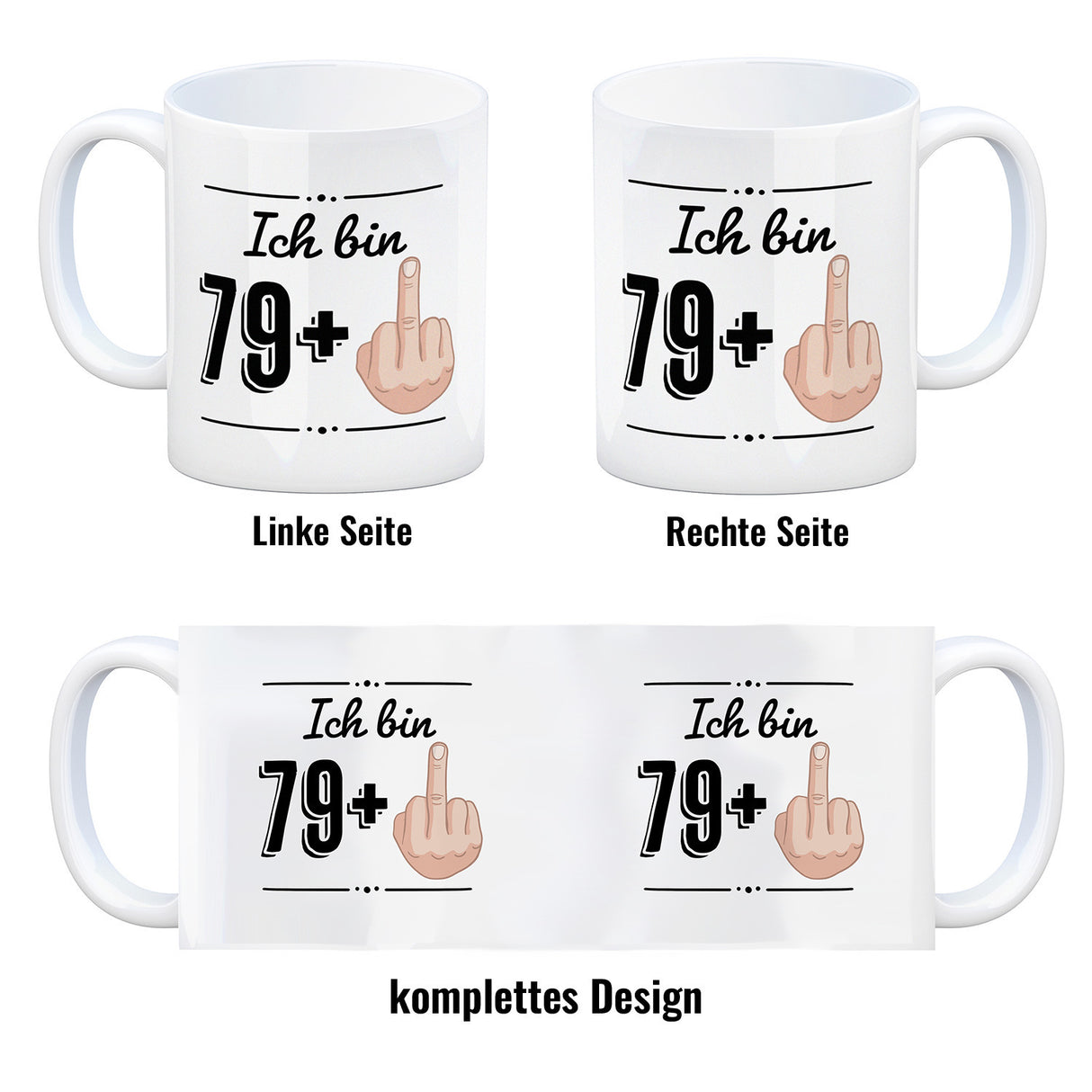 Witziger Kaffeebecher für den 80. Geburtstag mit Motiv: Mittelfinger