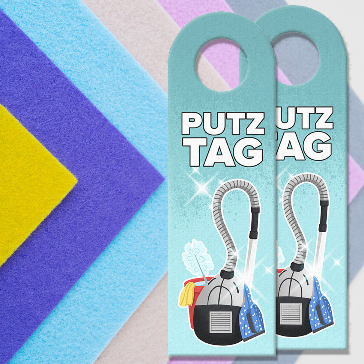 Türhänger für den Putztag mit Staubsauger Motiv