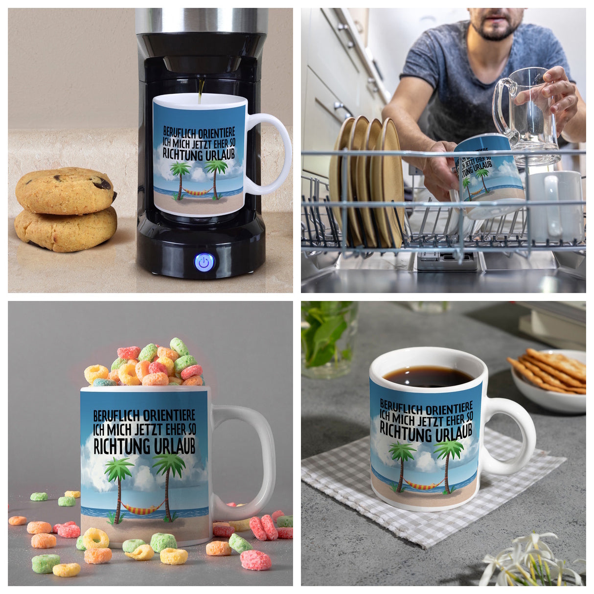 Beruflich orientiere ich mich jetzt eher so Richtung Urlaub Kaffeebecher