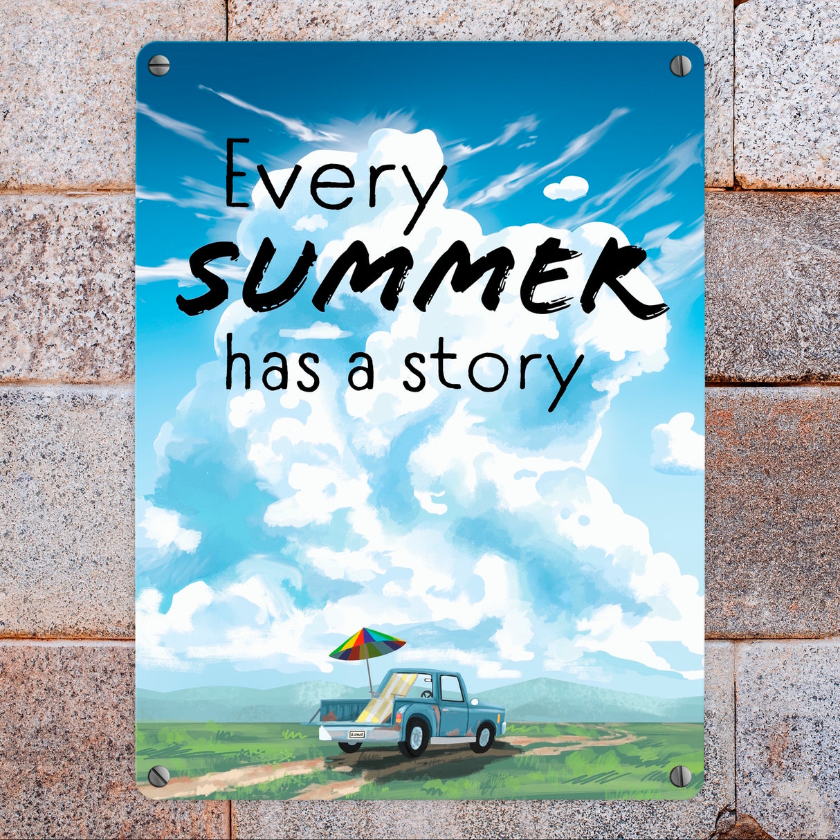 Every summer has a story Metallschild mit schöner Sommer Landschaft
