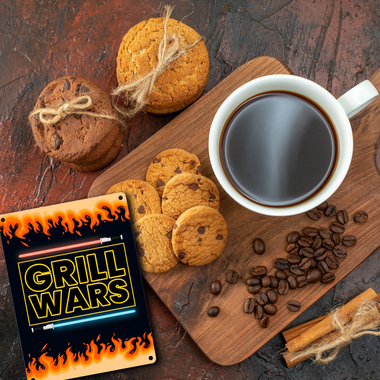Grill Wars Metallschild für den Grill mit Laserschwert