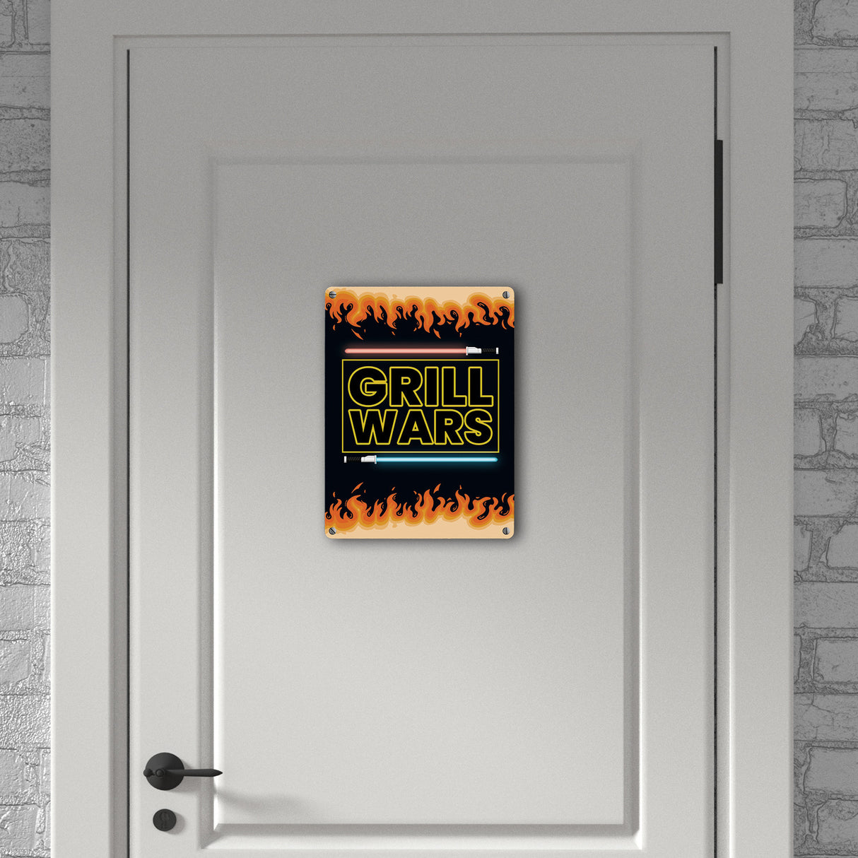 Grill Wars Metallschild für den Grill mit Laserschwert